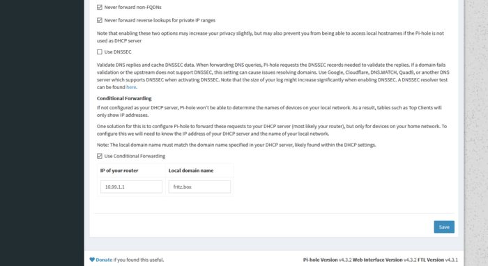 Bild : Bildschirmhardcopy PiHole Bild : Bildschirmhardcopy PiHole