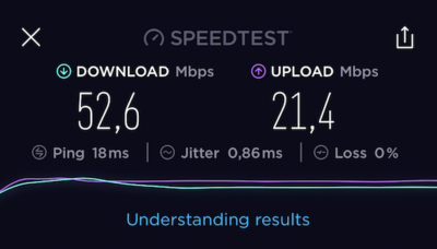 Bild Speedtest am Mobiltelefon